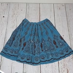 Boho Teal sequin Circle Skirt Size 14